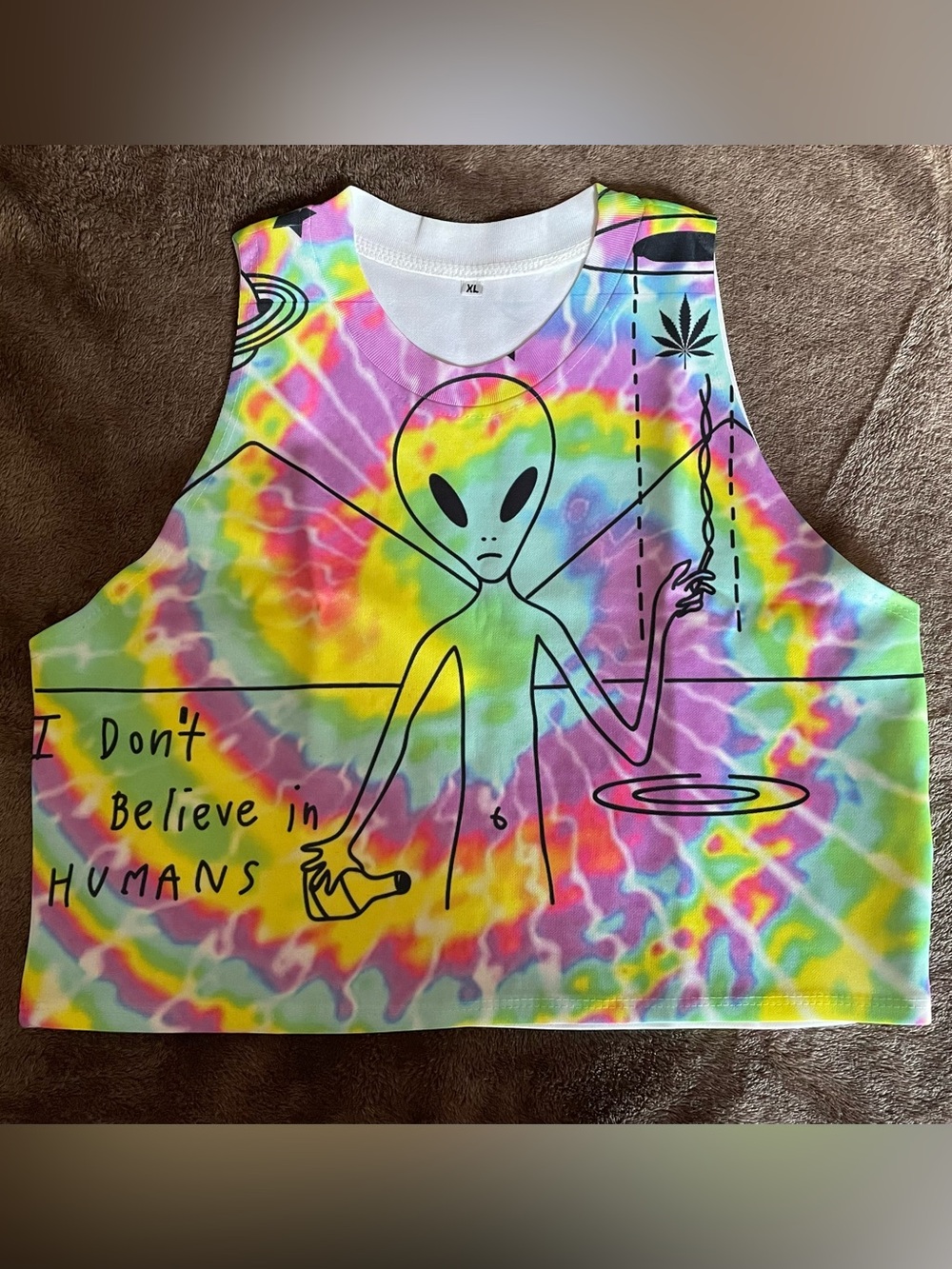 👽Happy Monday Alien Tie-Dye Crop Tank Top - XL🌈